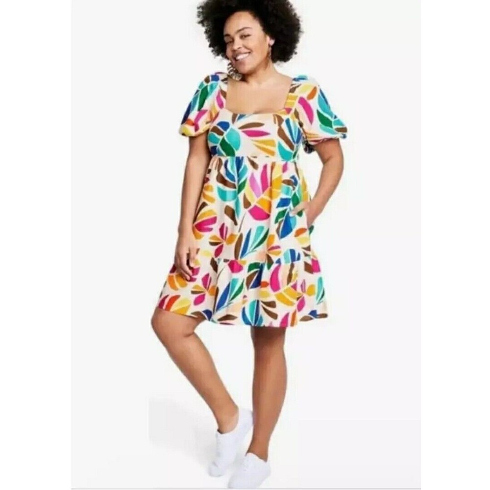 Tabitha Brown x Target dress size small linen colorful botanical